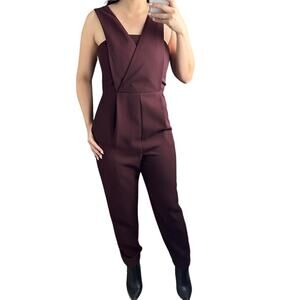 Topshop EUC Mauve Brown Strappy Jumpsuit Romper w Side Zip Women Size 4 / Small